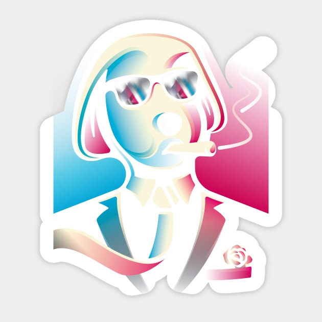 goldenretriever mobster dog Sticker by owlskul-art